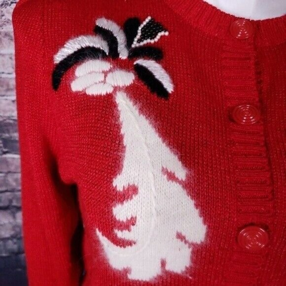 Vintage Carducci Red Cotton/Angora Cardigan, Large - Picture 2 of 5